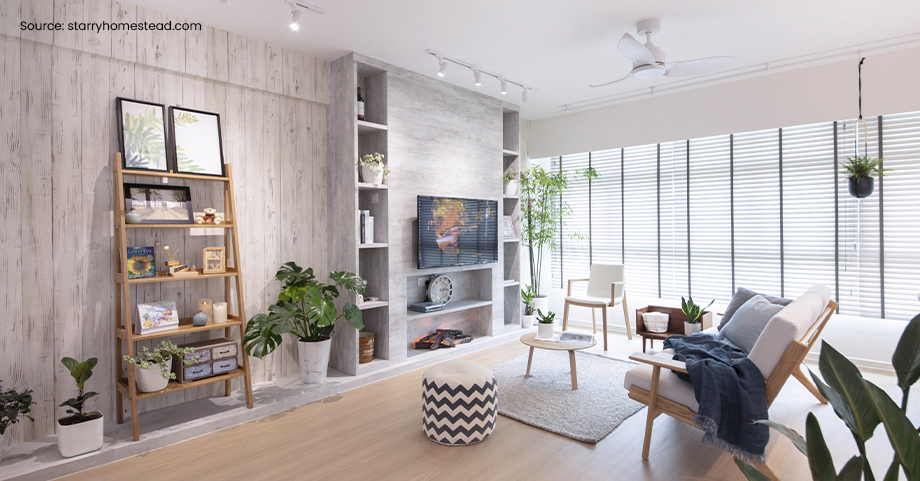 Install floor-to-ceiling storage shelves