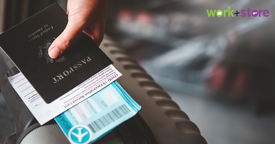 Foreign passport with travel suitcase