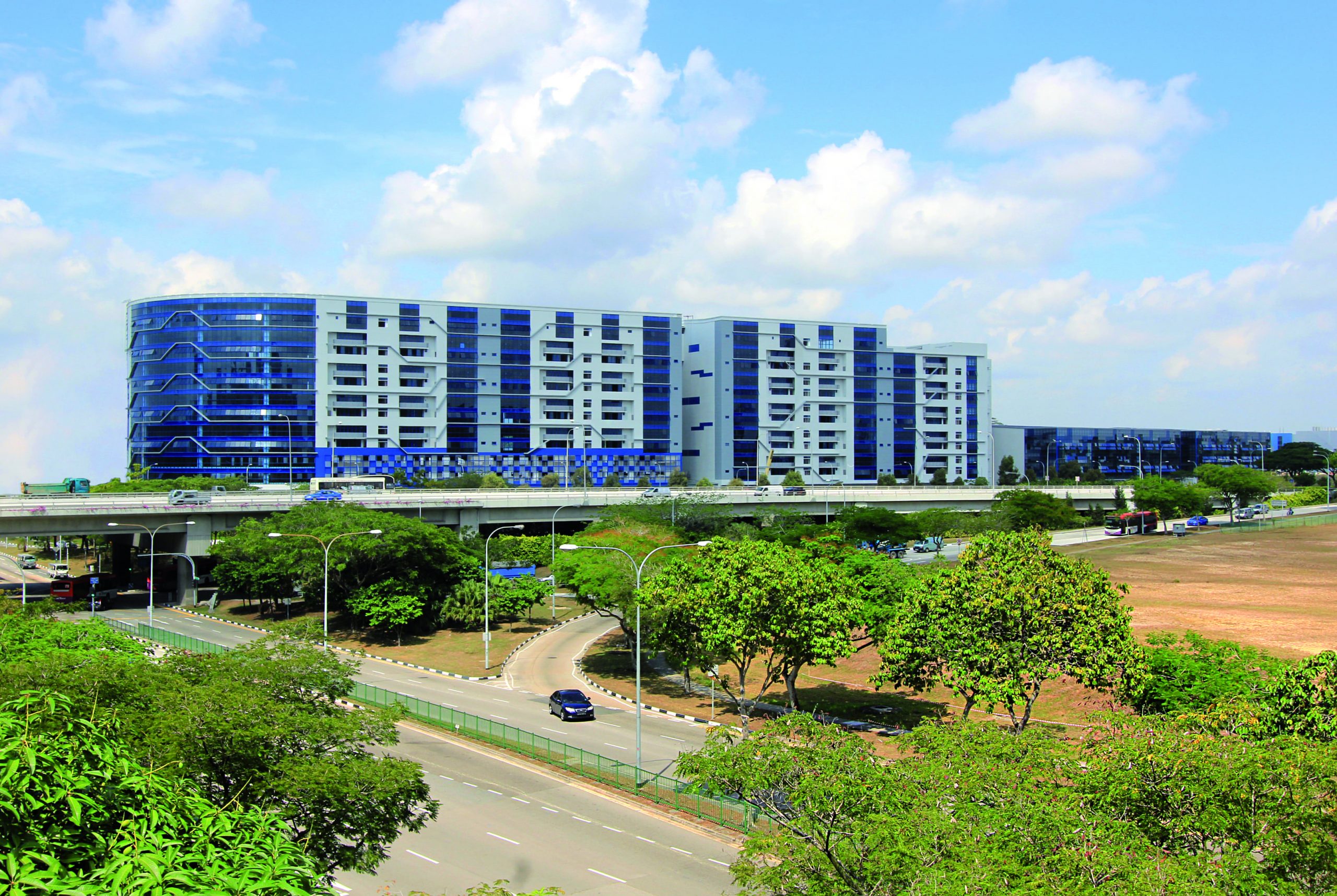 Modern high-rise city building in metropolitan area.
