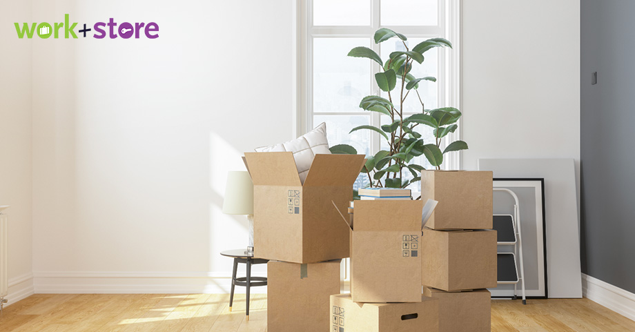 Cardboard boxes at new apartment