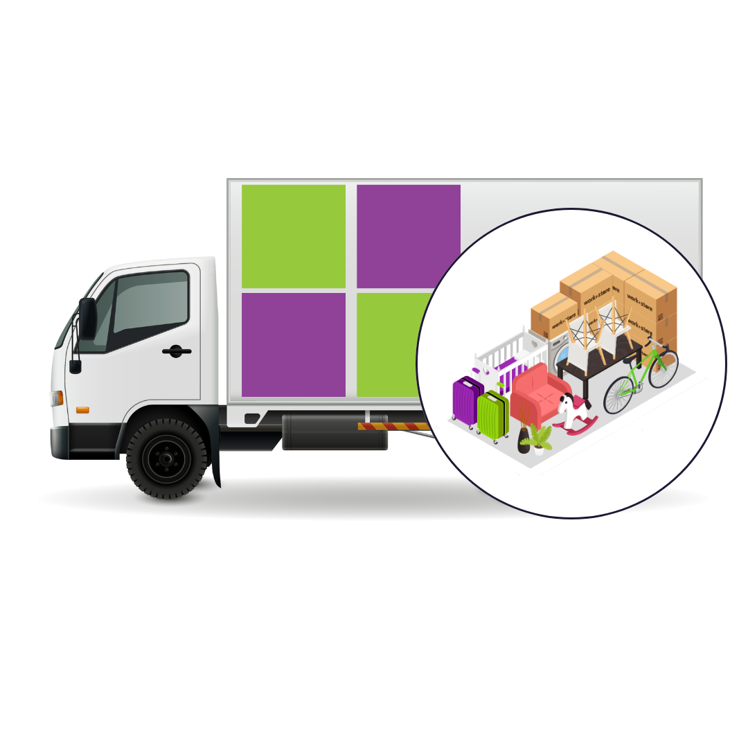 Commercial truck advertising freight transport with cargo.
