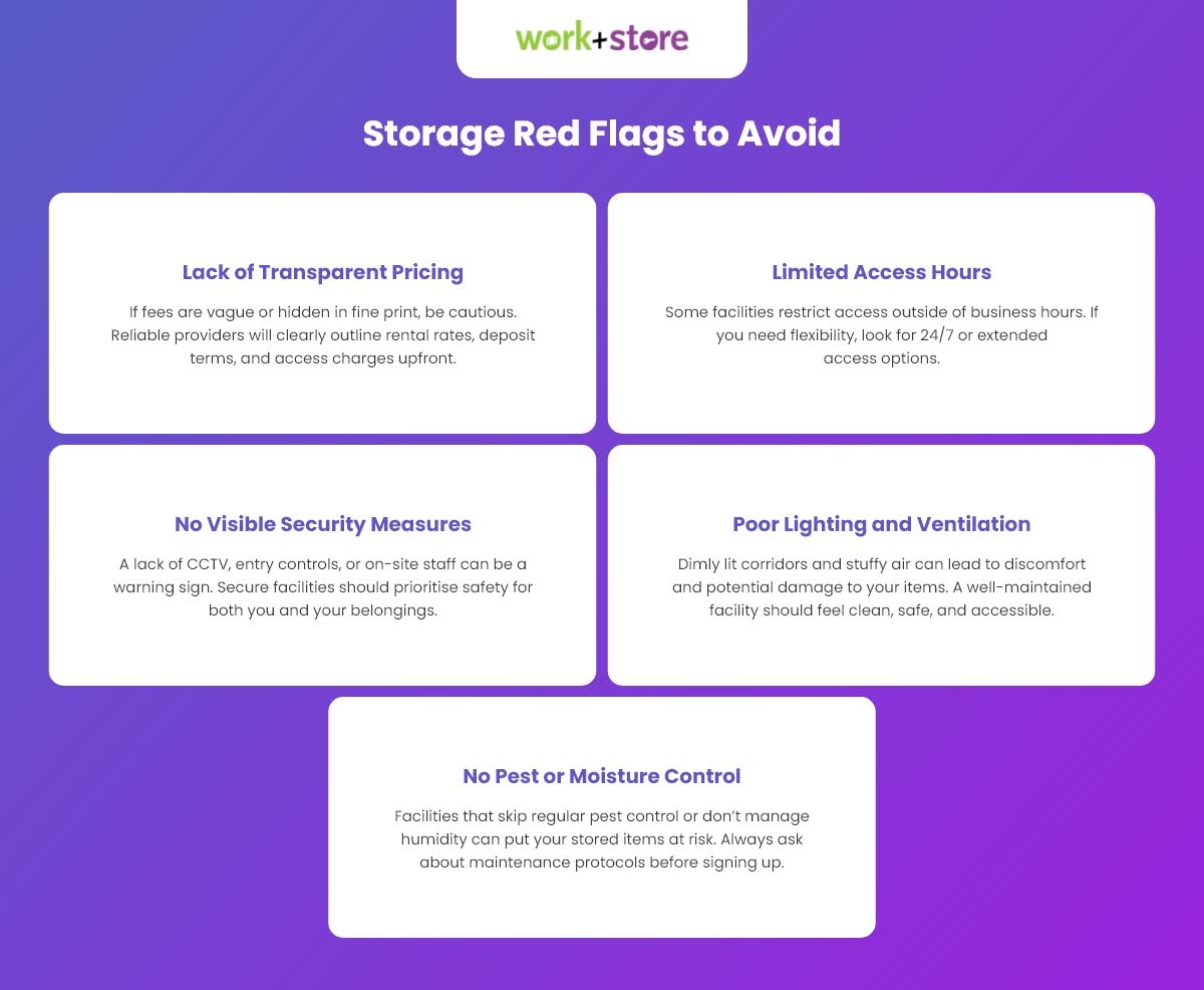 List of storage red flags to avoid
